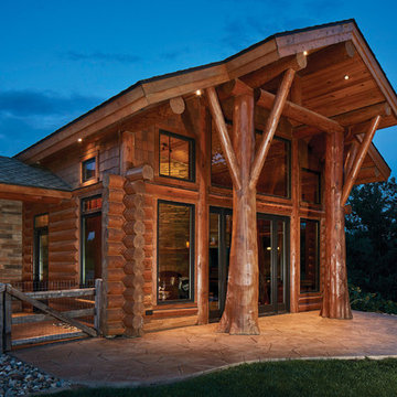 Iowa Milled Log Home Entry, A Cabin Refined™ Design