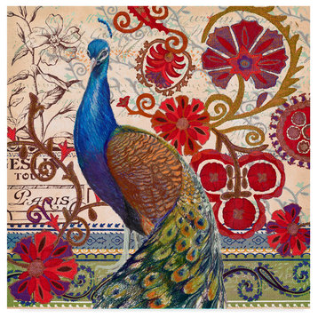 Art Licensing Studio 'Peacock Decor Red' Canvas Art