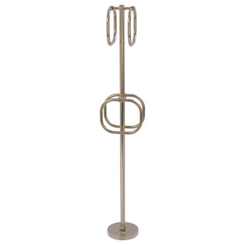 Towel Stand with 4 Integrated Towel Rings, Antique Pewter