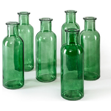 Serene Spaces Living Set of 6 Bud Vases, 3 Color Options Available, Green