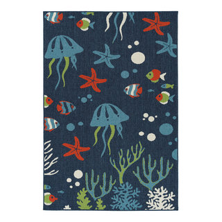 Couristan Outdoor Escape Anchors Away Navy Area Rug - 5'6 x 8