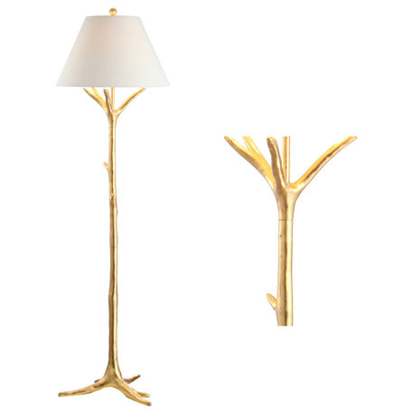 Arbor 63.5" Faux Bois Resin Led Floor Lamp, Gold Leaf