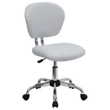 Pemberly Row Contemporary Mid-Back Mesh Office Swivel Chair in White