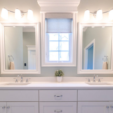 Primary Bathroom Remodel with Herringbone Flooring + Custom Shower