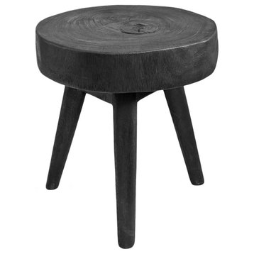 Black Acacia Round Stool / Side Table