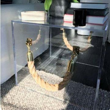 Modern Glass and Lucite Side End Tables
