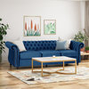 GDF Studio Vita Chesterfield Tufted Jewel Toned Velvet Sofa With Scroll Arms, Navy Blue