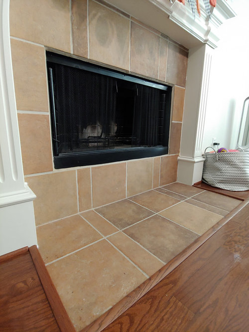 Tile over tile, fireplace surround