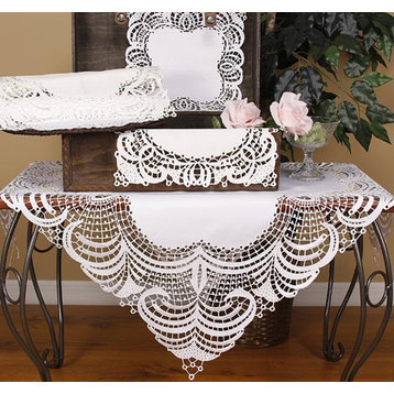 Dainty Lace Table Topper 36"x36" , Ivory