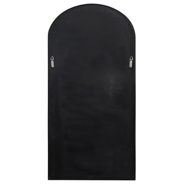 30" W X 67" H Arch Leaner Dressing Stainless Steel Framed Mirror, Black