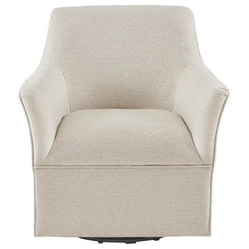 Madison Park Augustine Tight Back Swivel Lounge Chair, Cream