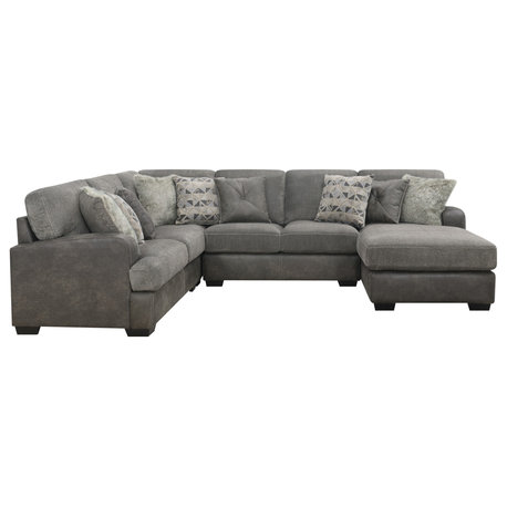 Melissa Sectional Chofa, Gray Herringbone