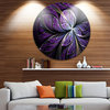 Glittering Purple Fractal Flower, Floral Round Metal Wall Art, 23"
