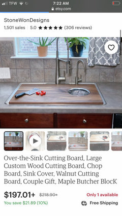 StoneWon Designs Co. Over-the-Sink Cutting Board