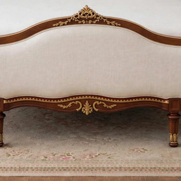 French Provincial Footboard | Hand-Painted Carved Wood Details