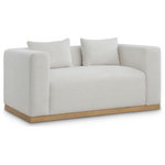 Meridian Furniture - Alfie Linen Textured Fabric Upholstered Loveseat, Cream - Make this Alfie linen textured fabric living room loveseat the center a cozy reading nook. This overstuffed chair is stunning from angles, with its contemporary design elements and chic rich cream color. Plumply stuffed with fluffy fill to create the ultimate space for snuggling up with your favorite reading material or while binging on the latest TV program. The loveseat rests on a black finish solid wood base for stability and added contrast with its beige upholstery.
