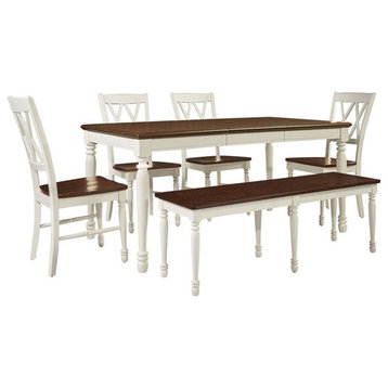 Crosley Furniture Shelby 6 Piece Wood Butterfly Leaf Dining Set in Antique White