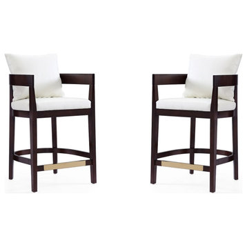Ritz Counter Stool in Ivory and Dark Walnut (Set of 2)