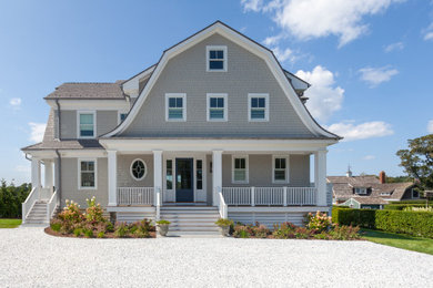 Inspiration for a coastal exterior home remodel in New York