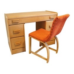 Rare Heywood-Wakefield Desk & Chair Set - Desks And Hutches