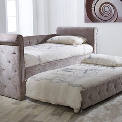 Limelight Zodiac Fabric Day bed with Trundle Guest Bed in Mink - Day Beds