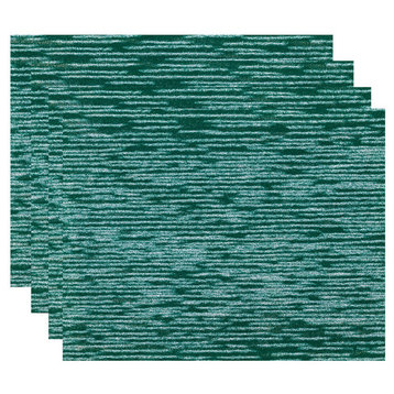 18"x14" Marled Knit, Geometric Print Placemat, Green, Set of 4