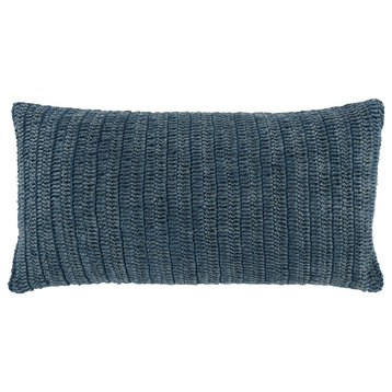 Nakeya Knitted 14"x26" Throw Pillow by Kosas Home, Rina Blue