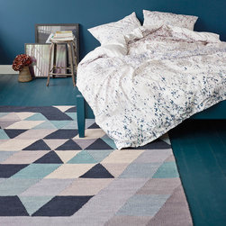 Triango Kelim Rugs 7717 01 by Esprit in Grey and Blue - Rugs