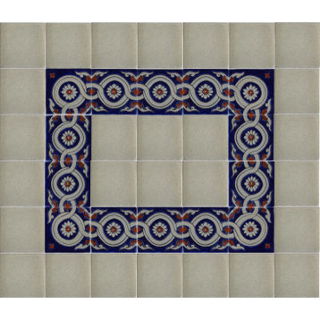 4.2x4.2 9 pcs Alhambra Corner Atenas 4B Talavera Mexican Tile