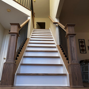 Red Oak Staircase Remodel with Custom Handrails - Bensalem PA