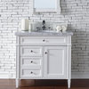 Brittany 36" Single Vanity, Cottage White, 2cm Galala Beige Marble Top
