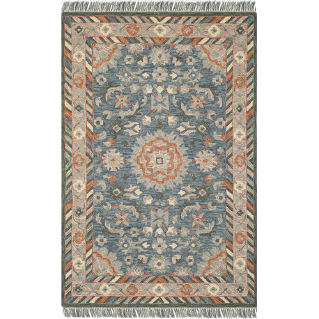 Safavieh Aspen Collection APN123 Rug, Blue/Rust, 8'x10'