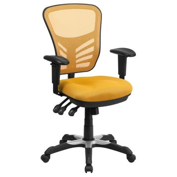 Scranton & Co Mid Back Mesh Swivel Office Chair in Yellow