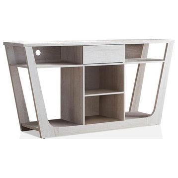 Furniture of America Frankl Modern Wood 60-Inch TV Stand in White Oak