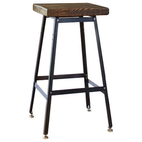 Urban Bar Stool Reclaimed Barn Wood, 25x16x16, Dark Walnut