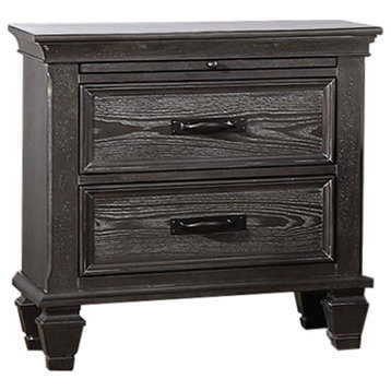 Rustic Nightstand, Crown Molded Top & Hidden Drawer for Extra Storage Space