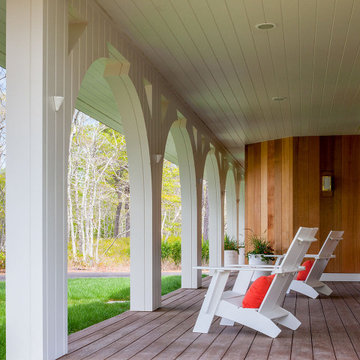 Contemporary Flat White Wood Porch Columns - Boston Magazine Design Home