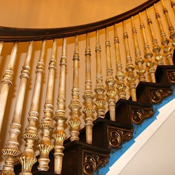 Grand hand-carved wooden staircase