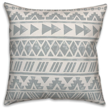 Grey Watercolor Tribal Pattern 16x16 Throw Pillow
