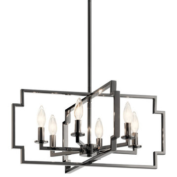 Kichler 44128 Downtown Deco 6 Light 22"W Taper Candle Chandelier - Midnight