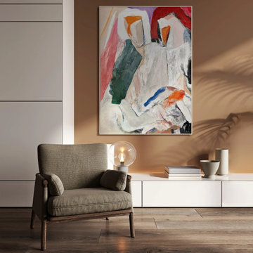 Hand-painted abstract art on canvas modern expressive style in neutral tones "Cr