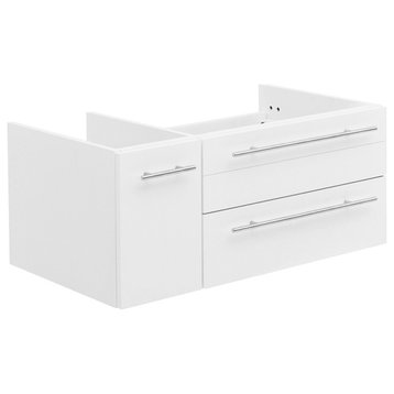 Lucera Wall Hung Undermount Sink Bathroom Cabinet, White, Right, 36"