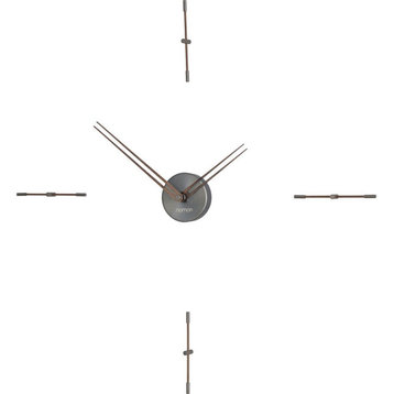 Nomon Mini Merlin 4 T Wall Clock Graphite Finished Brass/Walnut