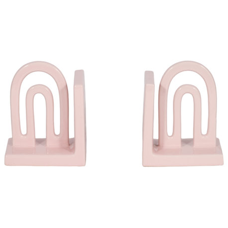 Ceramic 2-Piece Set 6" Arch Bookends, Blush