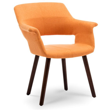 Mid-Century Accent Chair w/ Wood Legs, Orange