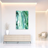 "Water Women I" Frameless Tempered Glass Contemporary Wall Art 48" x 32"