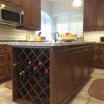 Wine rack in the end of the island