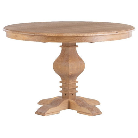 Linon Larson Pine Wood Round Pedestal Dining Table in Rustic Honey