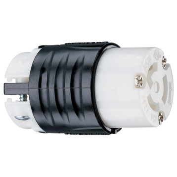 Pass & Seymour Turnlok Connector, 15A, 125V, Black & White