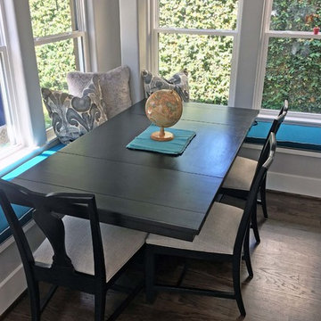 Custom Sunbrella Spectrum Peacock Cushions Brighten Breakfast Nook